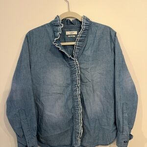 Blue Denim Ruffle Blouse - Isabel Marant Etoile